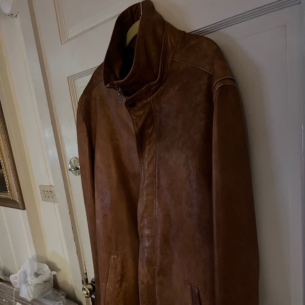 Authentic Super Soft Remy Men's Leather Coat 44L